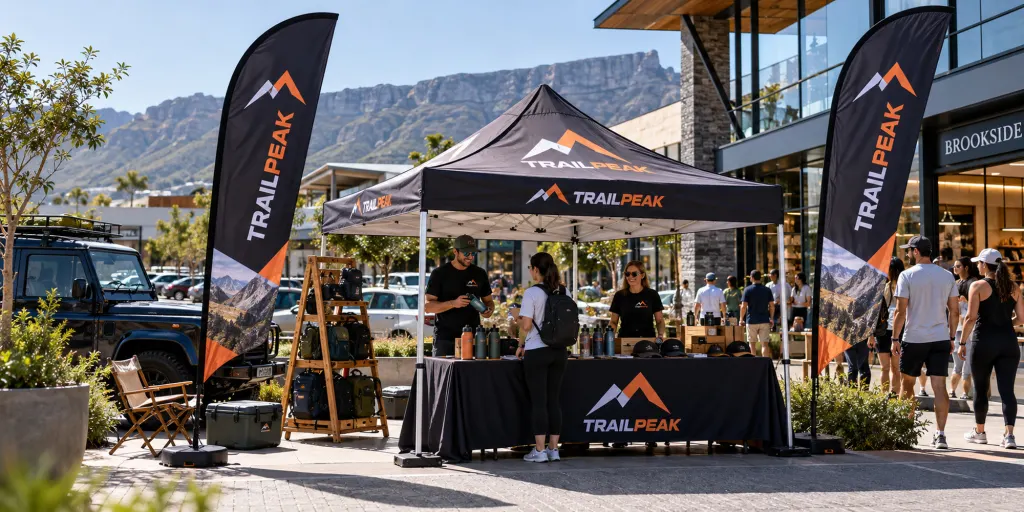 36 branded gazebo and feather flags (illustrative image)